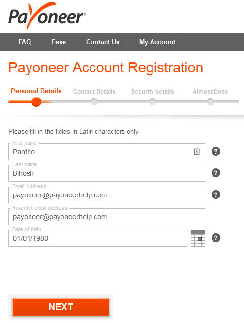 Payoneer Mastercard Sign Up Registration